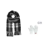 Черный Белый Шарф + Белая Термическая Перчатка