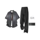 Темно-серые + черные штаны (в комплекте с брошью)