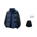 Темно-синий синий жилет + черный круглый вырез свитшот