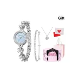 Перламутровый синий браслет с ожерельем, коробка с вечными цветами F81