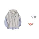 Свитшот из имитирующего двухслойного материала, серого цвета