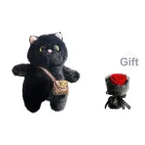 Сумка через плечо Котенок - Черная - С подарками, сохраненный цветочный дизайн