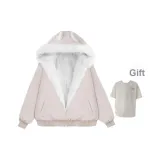 Ecru Cotton Down Jacket + T-Shirt (Style Casual Color, One Piece)  
Экрю хлопковый пуховик + футболка (стиль повседневный цвет, одиночный предмет)