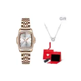 Золотистый, полосатый, белый циферблат (Коробка "Восторг") + ожерелье + открывалка для часов