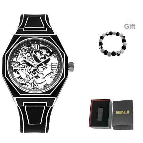 BAOGELA Кварцевый механизм силиконовый ремешок унисекс белый циферблат