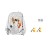 Белый, серый - с флисовой подкладкой (случайный дизайн), в комплекте с застежками-карабинами 1 шт