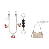 [Серебряный] Черный жемчуг + вишневый декоративный, цепочка 30 см