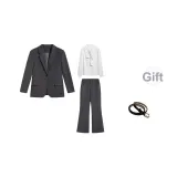 Gray Set + White Shirt + Belt  
Серый комплект + белая рубашка + ремень