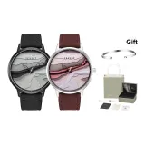 Black + Purple Leather [Парные часы + Серебряный браслет]