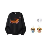 Чёрный, с флисовой подкладкой, стиль (случайный, с подарками 1 щенок, карабинер)