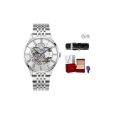 Белый циферблат, черный стальной браслет с винтами [импортный механизм]