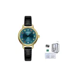 Ремень черный, ремешок золотисто-синий