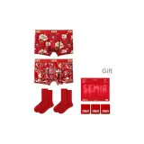 Коробка процветания, 2 шт нижнее белье, 2 шт носки (Счастье, двойной бонус + Чжао Цай Цзинь Бао + Бамбук)