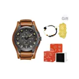 Коричневый ремешок, черный циферблат, оригинальная коробка (включает 999 мгновенного богатства наклейку для телефона + браслет-шнурок)