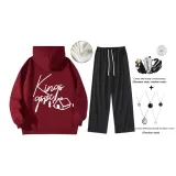 Красный флисовый утепленный комплект (включает модное ожерелье + сумку через плечо)