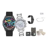 Чёрный Многоцветный Планета + Белая Луна [Стальной Браслет Браслет Одежда Наборы]