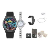 Чёрный Многоцветный Планета + Белая Луна [Стальной Браслет Браслет Одежда Наборы]