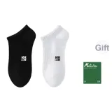 [2 упаковки] Без рисунка Черный + Без рисунка Белый (Незаметные носки до щиколотки)