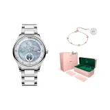 Серебряный корпус, синий циферблат, керамика, стальной браслет.