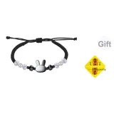 Черный кролик, кристальный браслет-шнурок (в комплекте с талисманом удачи в виде треугольника)