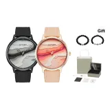 Черная кожа + Розовая кожа [Парные часы + Парный браслет с бусинами]