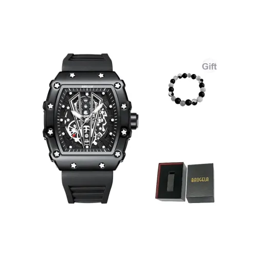 BAOGELA Кварцевый механизм силиконовый ремешок мужские часы черный циферблат