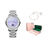 Серебряный корпус, фиолетовая оболочка, серебряный стальной браслет