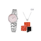 Серебряный ремешок, розовый циферблат (оригинальная коробка + в комплекте с ожерельем)