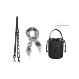 Черный шелковый шарф + акриловый кожаный плечевой ремень 101-124 см