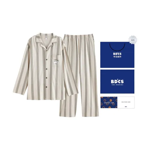 Peninsula City Пижамный комплект Мужской Gift Box Set Ecru Stripes Gray