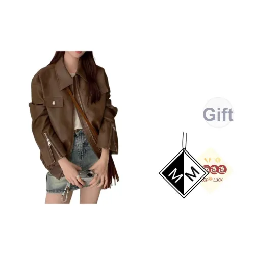 мм Коричневый Женские Кожаные куртки