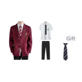 Red Coat + White Shirt + Black Suit Pants [Free Tie]  
Красный пальто + Белая рубашка + Черные костюмные брюки [Бесплатный галстук]