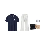 Комплект одежды (Темно-синий топ + Белые штаны Фотиния Серого цвета) с двойной коробкой