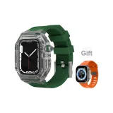 Прозрачная рамка с зеленым силиконом, одна шпилька + оранжевый силикон