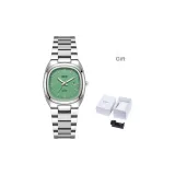 Стальной браслет, серебряный корпус, зеленый циферблат