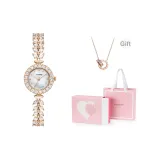 Маленькое Шампанское [Розовое сердечко Коробка + Сумка для покупок + Розово-золотое Двойное кольцо Ожерелье]
