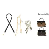 [Подмышечный тонкий плечевой ремень комплект из трех предметов] Тонкий плечевой ремень черный 67 см + декоративная цепь 30 см + бежевый шелковый шарф