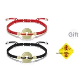 Зеленый бусина, застежка, браслет-шнурок - 1 пара (включает украшение "Удача" в форме треугольника)