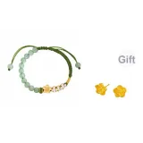 Маленький браслет с подвеской в виде цветка персика с подвеской "Удача" и бесплатные серьги