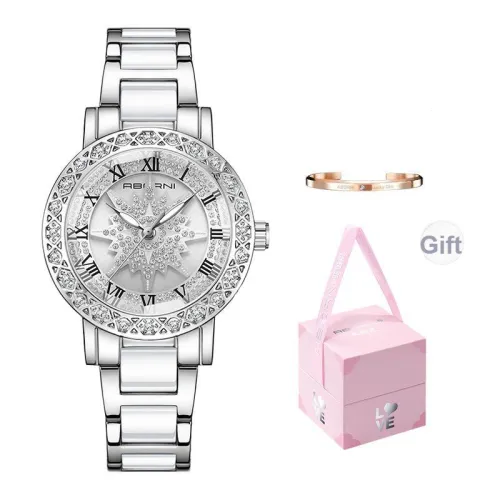 ABORNI Кварцевый механизм керамика ремешок часы женский белый циферблат