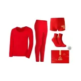 Красный мужской комплект одежды (термостойкий комплект + 1 упаковка трусов + 1 упаковка носков)