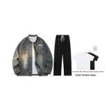 Комплект одежды (Синий топ + Черные штаны) (Включает рубашку с коротким рукавом)