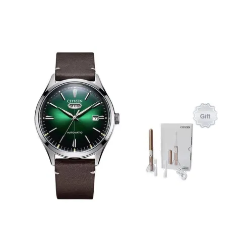CITIZEN Механический механизм часы для мужчин кожа коровы ремень зеленый циферблат