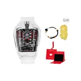 Белый ремешок, белый циферблат, сердце Delight, коробка (включает ремешок для запястья + 999 золотой стикер для телефона с символом процветания)