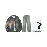 Комплект (Синий топ + Желтые грязные штаны) (Включает короткую рубашку с рукавами)