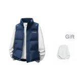 Темно-синий синий жилет + белый круглый вырез свитшот