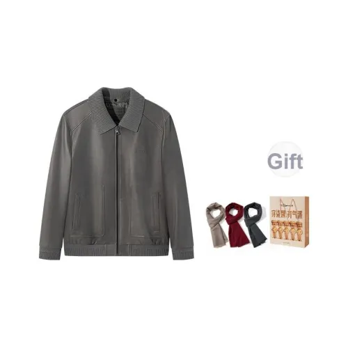 SEVEN Кожаная Куртка Мужская Любой Цвет Шарф 1 Упаковка Сумка для покупок Комбо Набор