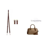 [Комплект из двух частей] 1,2 см Коричневый регулируемый плечевой ремень 91-120 см + темно-кофейная износостойкая пряжка (1 пара)