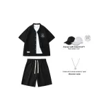 Set (Черная рубашка + Черные шорты) (Шляпа, ожерелье)