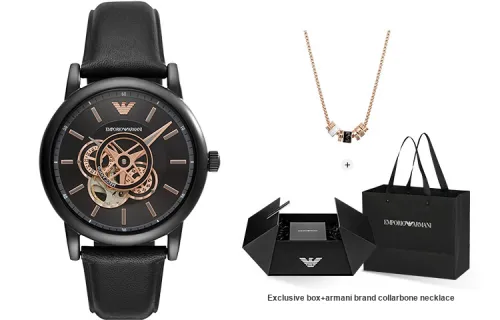 EMPORIO ARMANI Автоматический Механический Механизм Мужские Часы 43мм*20мм*13мм Черный